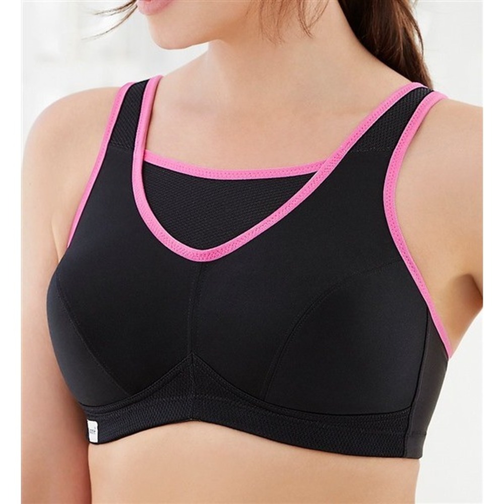 NWOT Glamorise 48C No Bounce Cami Sports Bra 1066 Black Pink 132322
